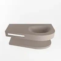 Mondiaz RIVA 100cm Wastafel met planchet kleur Smoke. Wastafel DULCET rechts 1 kraangaten kleur Smoke.