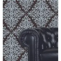 Dutch Wallcoverings Schuimvinylbehang - Ornament/Ruit - Bruin/Blauw