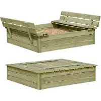 Buitenspeelgoed Keupink Houten zandbak 120 x 120 x 25 met zitbankjes