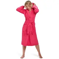 Badrock Dames badjas fuchsia roze - badstof katoen - capuchon - maat 2XL