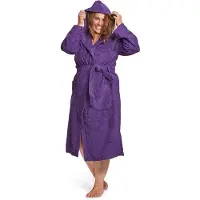 Badrock Dames badjas paars - badstof katoen - capuchon - maat 2XL