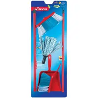 Klein Toys Vileda 4-delige speelgoedschoonmaakset - vloerwisser, bezem, stoffer en blik - hoogwaardig kunststof - rood blauw