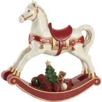 Villeroy & Boch Winter Collage decoratie hobbelpaard Wit-rood