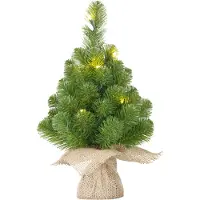 Black Box Norton kerstboompje in jute zak 45xø20cm | groen met 10 LED lampjes