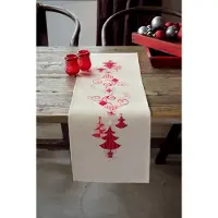 Vervaco - Aïda loper kit - Kerst - Rode kerstversiering - PN-0144712 - Borduren - Borduurpakket - Borduurpakket volwassenen - Borduurpakket kind