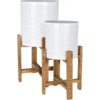 Home Styling Collection Plantenbak Set Staal 2 stuks Wit
