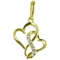 New Bling 9NBSAM-G200239 Gouden Hangertje - Dames - Hartjes - Zirkonia - 11,5 x 10,7 mm - 14 Karaat - Bedel - Goud