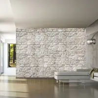 Karo-art 196cm X 140cm - Zelfklevend fotobehang - Simpele bakstenen muur , Premium Print