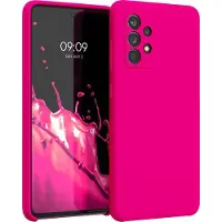 Kwmobile telefoonhoesje geschikt voor Samsung Galaxy A52 / A52 5G / A52s 5G - Hoesje met siliconen coating - Smartphone case in neon roze