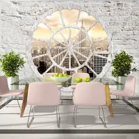 Karo-art 441cm X 315cm - Zelfklevend fotobehang - New York , Uitzicht door een raam , Premium Print, Instructie bijgesloten, zeer eenvoudig aan te brengen, geen behangtafel nodig