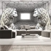 Karo-art 196cm X 140cm - Zelfklevend fotobehang - Kamer van Leeuwen van steen , Premium Print