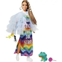 Barbie Extra Articulated Brunette With Rainbow Dress Veelkleurig Kinderen