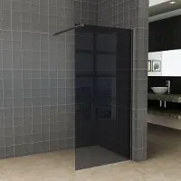 Diamond Line Inloopdouche 100x200cm Antikalk Rookglas 8mm Mat Zwart Veiligheidsglas
