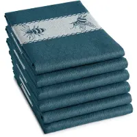DDDDD Theedoek Bees Petrol (set van 6)