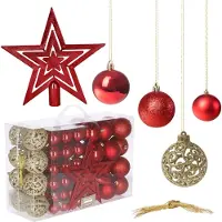 Springos Kerstballen | Kerstversiering | Onbreekbaar | 100 Stuks | Rood Tinten/Goud