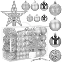 Springos Kerstballen | Kerstversiering | Onbreekbaar | 100 Stuks | Zilver Tinten
