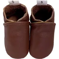 Babysteps leren babyslofjes donkerbruin Jongens/Meisjes Leer Effen - maat 18/19