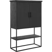 DTP Home Cabinet Beam small, 2 doors, open rack BLACK,140x90x40 cm, recycled teakwood (Zwart, 90x140x40cm)