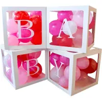 Amscan letterkubus Baby 30 cm papier wit/transparant 4 stuks