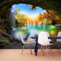 Karo-art 343cm X 245cm - Zelfklevend fotobehang - Turquoise meer , Premium Print