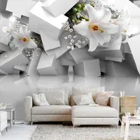 Karo-art 245cm X 175cm - Zelfklevend fotobehang - Verloren in chaos, lelies, 8 maten, premium print