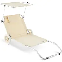 Casaria Ligbed Crete Beige Alu met wielen