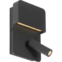 QAZQA Moderne wandlamp zwart incl. LED met USB en leeslamp - Robin