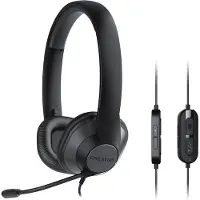 Creative Labs HS-720 V2 Micro-casque supra-auriculaire filaire Stereo noir, argent volume réglable, Mise en sourdine du microphone