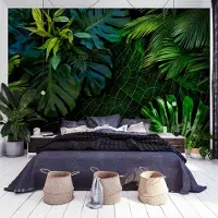 Karo-art 245cm X 175cm - Zelfklevend fotobehang - Groene Bladeren , Jungle , Premium Print