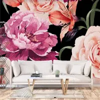 Karo-art 196cm X 140cm - Zelfklevend fotobehang - Rozen van de Liefde , Premium Print