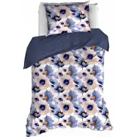 De Witte Lietaer Dekbedovertrek Veronica Mood Indigo Flanel-140 x 200 / 220 cm | 1-Persoons