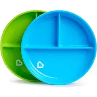 Munchkin Bordjes met Zuignap - Anti-Slip - Vaatwasser- en Magnetronbestendig - Per 2 Stuks - Vanaf 6 Maanden - Blauw/Groen
