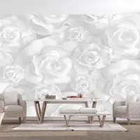 Karo-art 294cm X 210cm - Zelfklevend fotobehang - Witte rozen , Premium Print