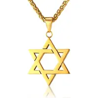 Mendes heren ketting Edelstaal David Ster Goudkleurig
