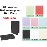 Benza 64 Dubbele Kaarten 15 x 10 cm Met 64 Enveloppen - 8 kleuren