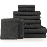 Blumtal Terry Handdoeken Set - 2 x Baddoek & 4 x Handdoek & 2 x Gasten Handdoekje & 2 x Washandje: Antraciet