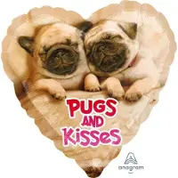 Amscan "Pugs & Kisses" FolieBallon Hart, 43cm
