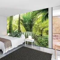 Karo-art 245cm X 175cm - Zelfklevend fotobehang - Groene steeg van bomen , Premium Print