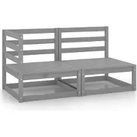 vidaXL 2-delige Loungeset massief grenenhout grijs