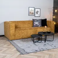 Livin24 3-zitsbank Memphis okergeel stof chenille