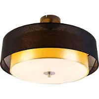 QAZQA Moderne plafondlamp zwart met goud 50 cm 3-lichts - Drum Duo
