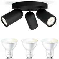 Wiz Pongee Opbouwspot (Zwart) - Warm tot Koelwit Licht - Plafondspot met 3 Lichtpunten - GU10 -Te bedienen via WiFi