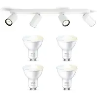 Wiz Pongee Opbouwspot (Wit) - Warm tot Koelwit Licht - Plafondspot met 4 Lichtpunten - GU10 -Te bedienen via WiFi