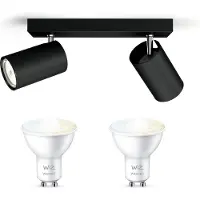 Wiz Kosipo Opbouwspot (Zwart) - Warm tot Koelwit Licht - Plafondspot met 2 Lichtpunten - GU10 - Te bedienen via WiFi