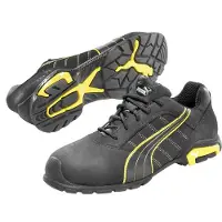 Puma Veiligheidsschoen Ams.Low, maat 43, zwart/geel, leer, S3 SRC, EN20345,