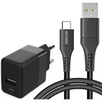Accezz Wall Charger met USB-C naar USB kabel - Oplader - 20 Watt - 1 meter - Zwart