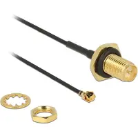 DeLOCK WiFi-antenne Aansluitkabel [1x RPSMA-bus - 1x IPEX-stekker] Zwart, Goud