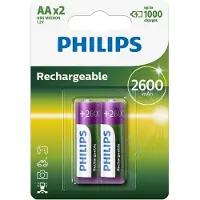Philips Pack de 2 piles rechargeable AA LR6 2600 mAh