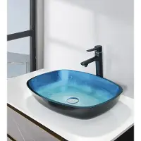 Sapho Kvaore glazen waskom 54x40cm blauw