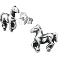 Montebello Oorbellen Horse - 925 Zilver Geoxideerd - Paard - 10x7mm
